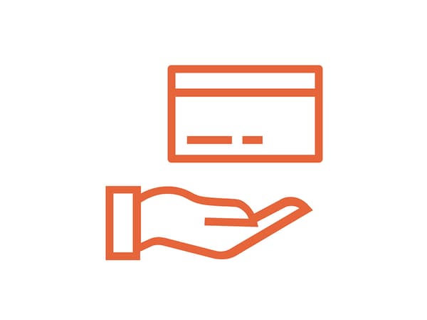 Piktogram rękki z kartą lojalnościową