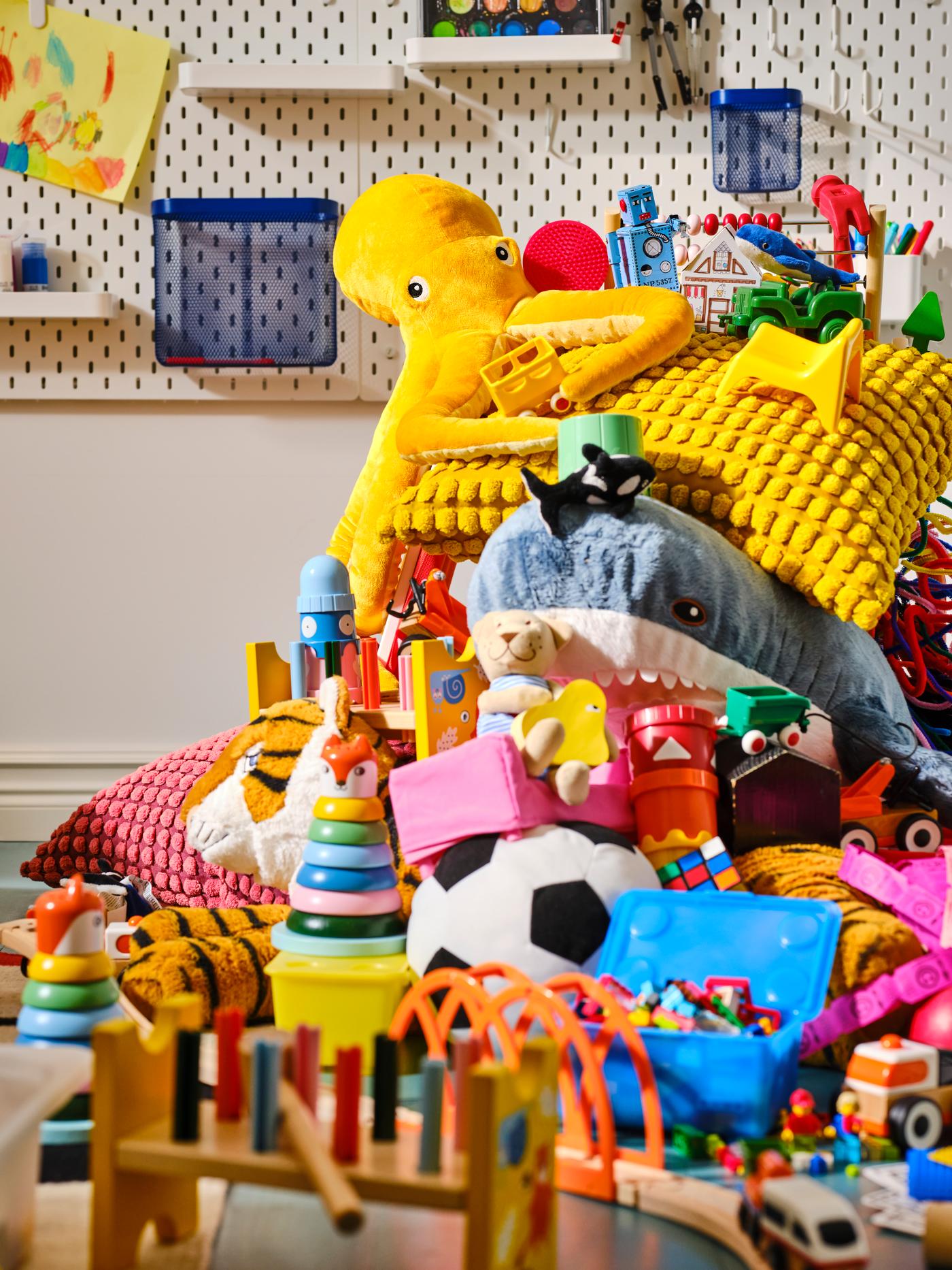Pile of toys from the IKEA range