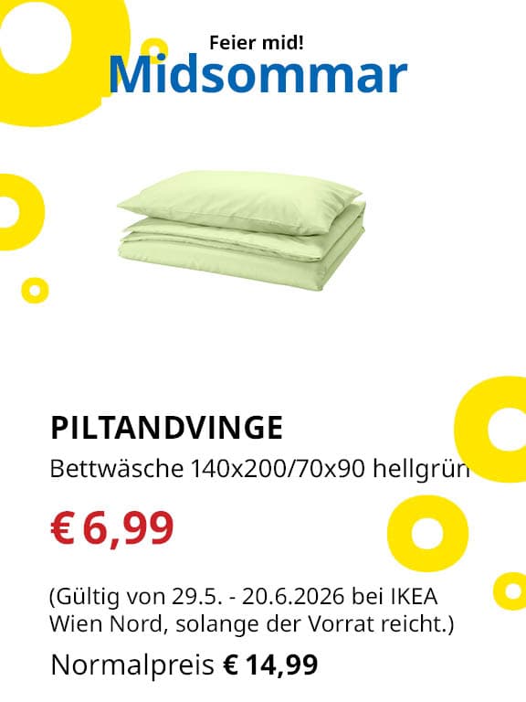 PILTANDVINGE
Bettwäsche 140x200/70x90 cm hellgrün
€6,99 statt €14,99