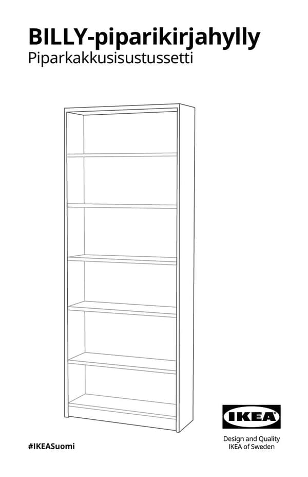 Piparisen BILLY-kirjahyllyn kokoamisohjeet.