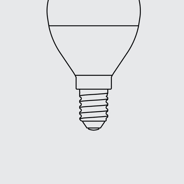 pittogramma di una lampadina con attacco E14