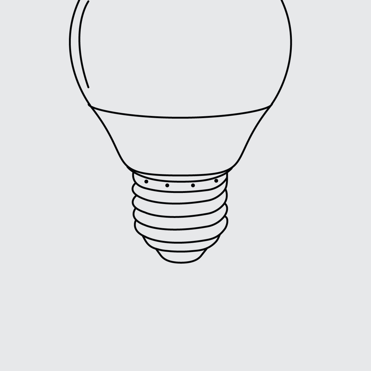 pittogramma di una lampadina con attacco E27