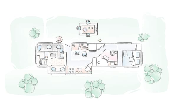 Plan de la maison de Toni et Karlton.