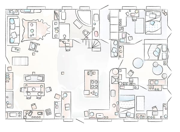 Plan de la maison familiale de Claudia et Bernd.