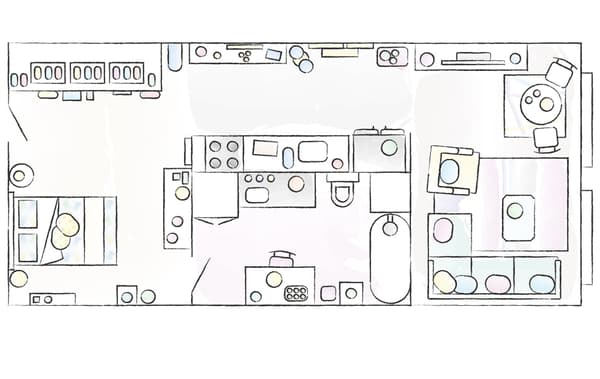 Plan de l'appartement d’Amina.
