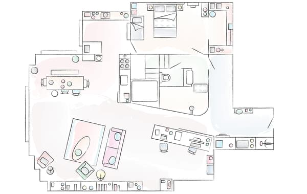Plan de l'appartement de Deborah et Adam.