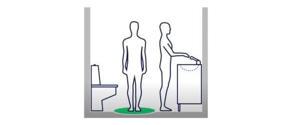 Plan pour optimiser les déplacements dans une salle de bain.