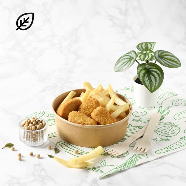 Plant-based nuggets served with French fries
69 THB