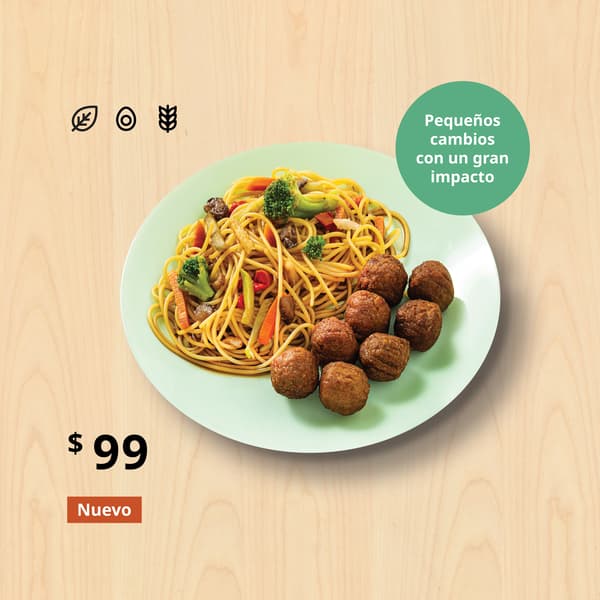 Plantballs con teriyaki pasta