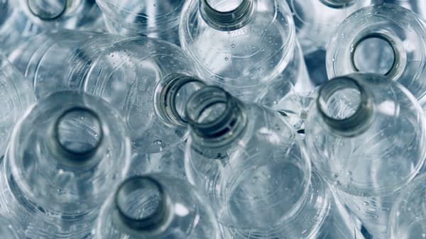 Plastic PET bottles – waste – waiting to be recycled and used as material for IKEA products.