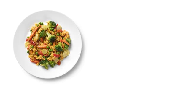 plate with rice and veggies