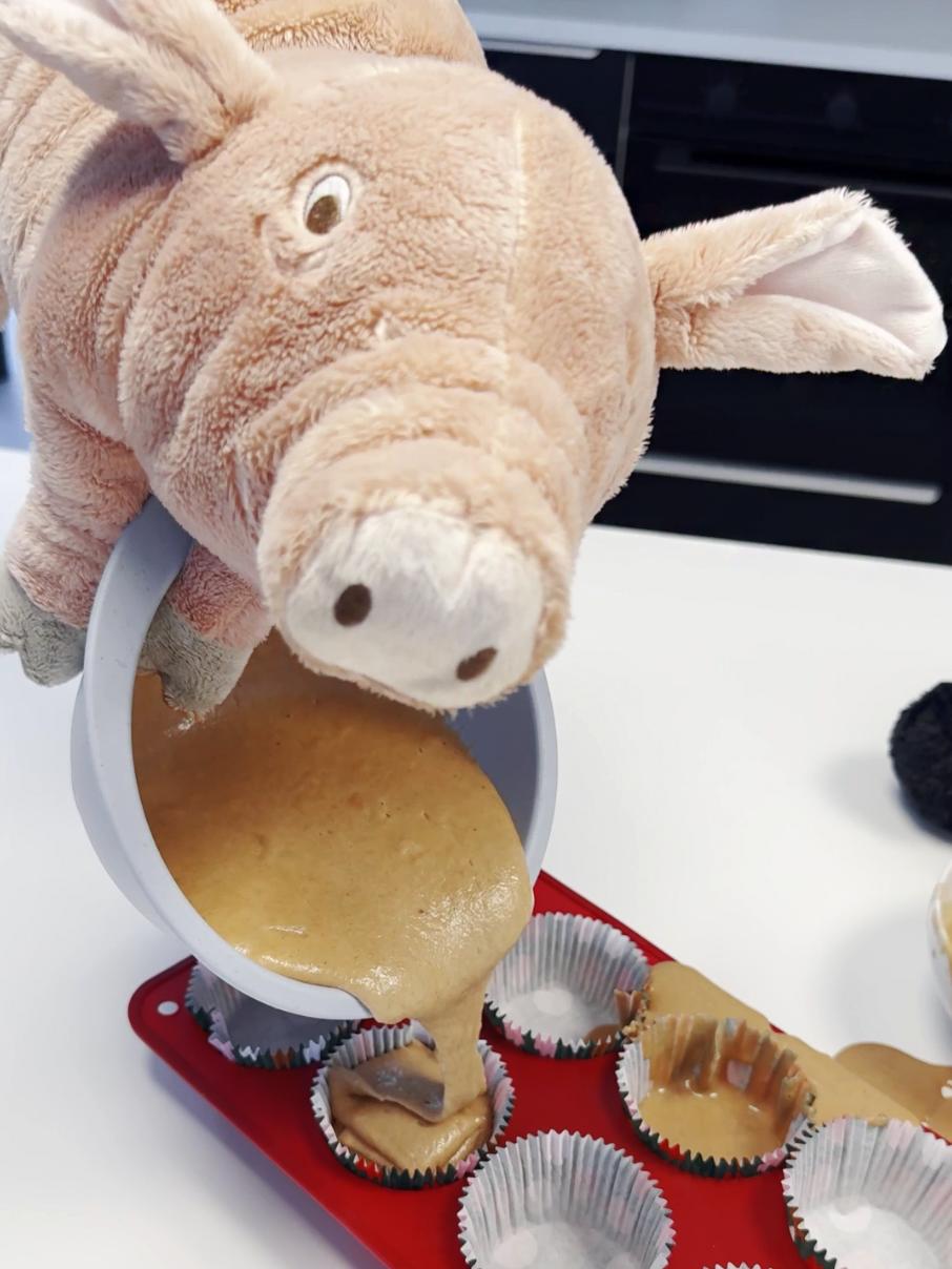 Plyšové hračky prasátko a žralok.