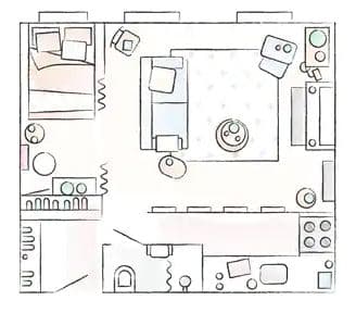 Pôdorys Yvetinej domácnosti