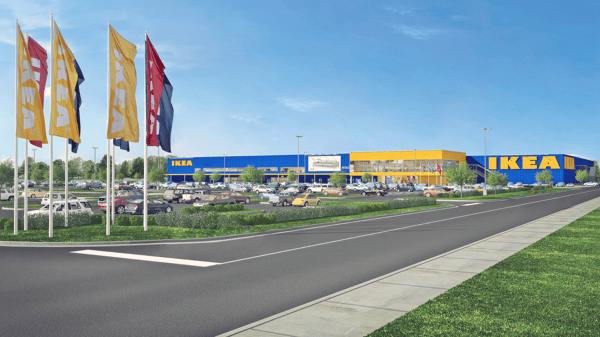 Pogled na trgovino IKEA Ljubljana.