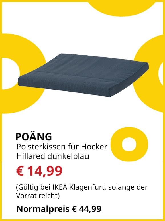 Polsterkissen für Hocker Poäng, Hillared dunkelblau, statt € 44,99 um € 14,99.