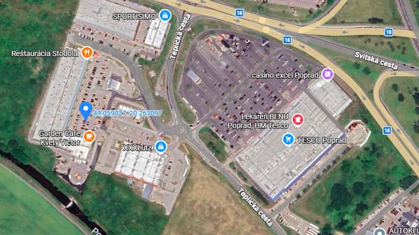 Poprad - mobilné výdajné miesto - pohľad z mapy