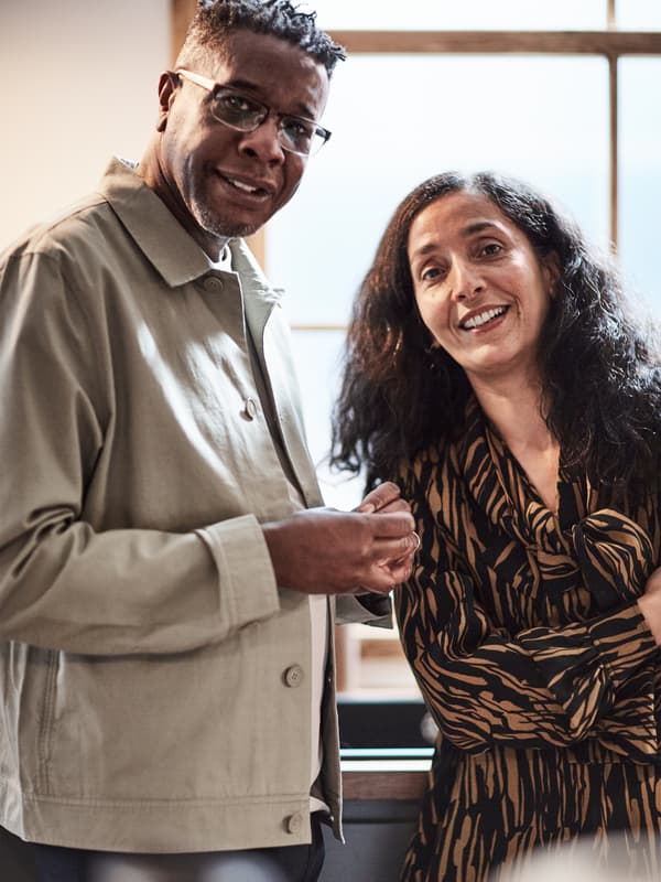 Portrait of a smiling man and woman.