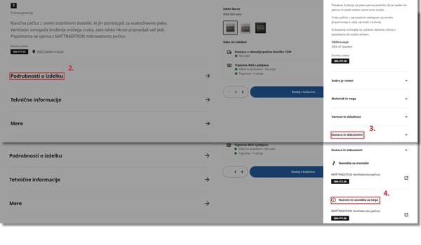 Posnetek strani s prikazom postopka.