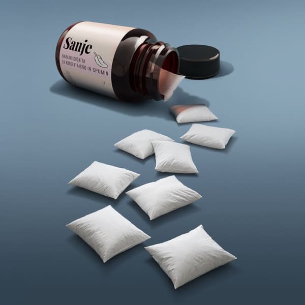 Posodica ta uspavalne tablete z rastresenimi blazinami.