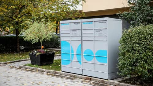 PostNord parcel pickup lockers.