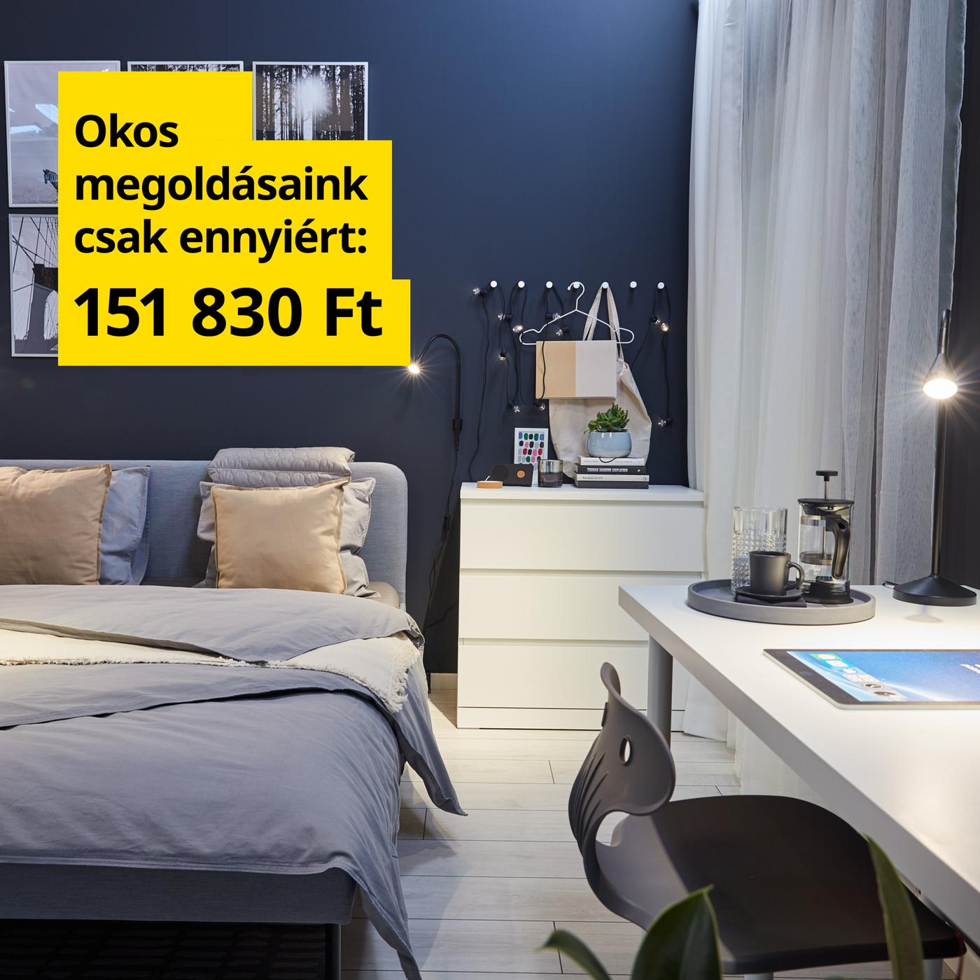 Praktikus hálószoba, ahol dolgozni is lehet.