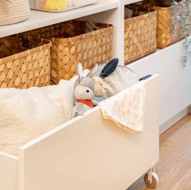 Prestatgeria per guardar joguines.