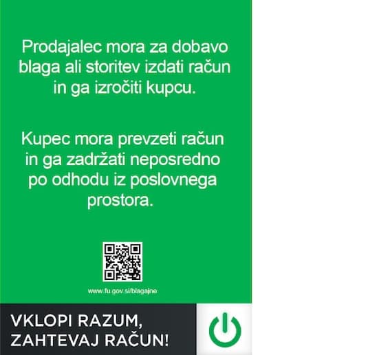 Prikaz letaka, ki opozarja na pomen izdaje računa.