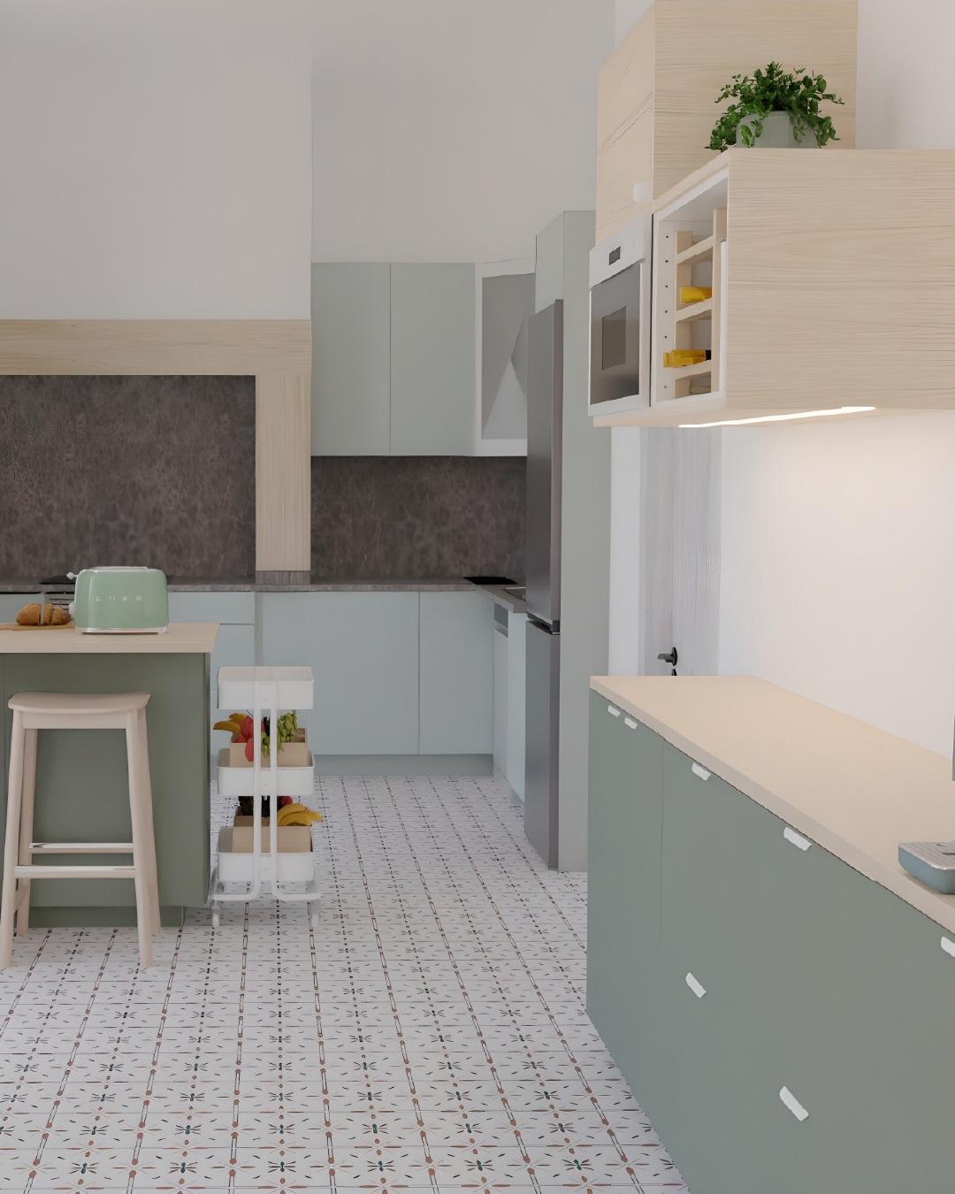 projeto de Design de interiores de cozinha METOD com frentes verdes