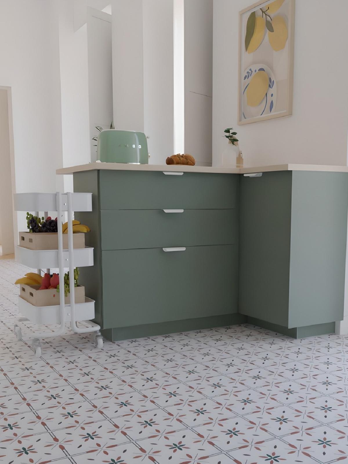 projeto de Design de interiores de cozinha METOD com frentes verdes