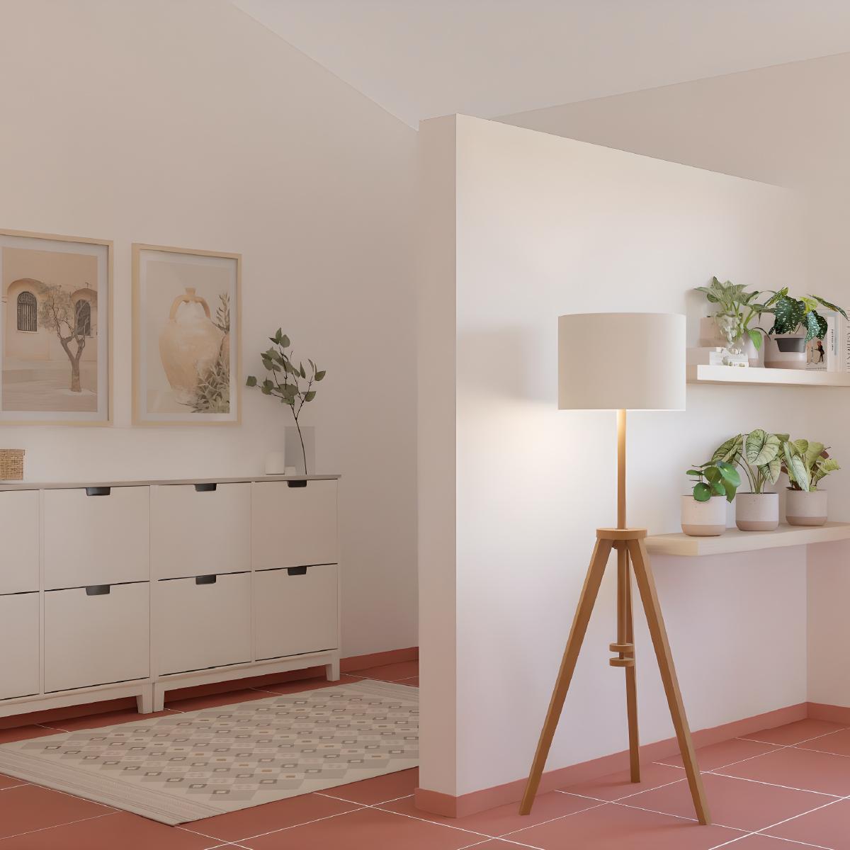 Projeto de Design de interiores de uma sala numa casa de campo com um sofá VIMLE bege.