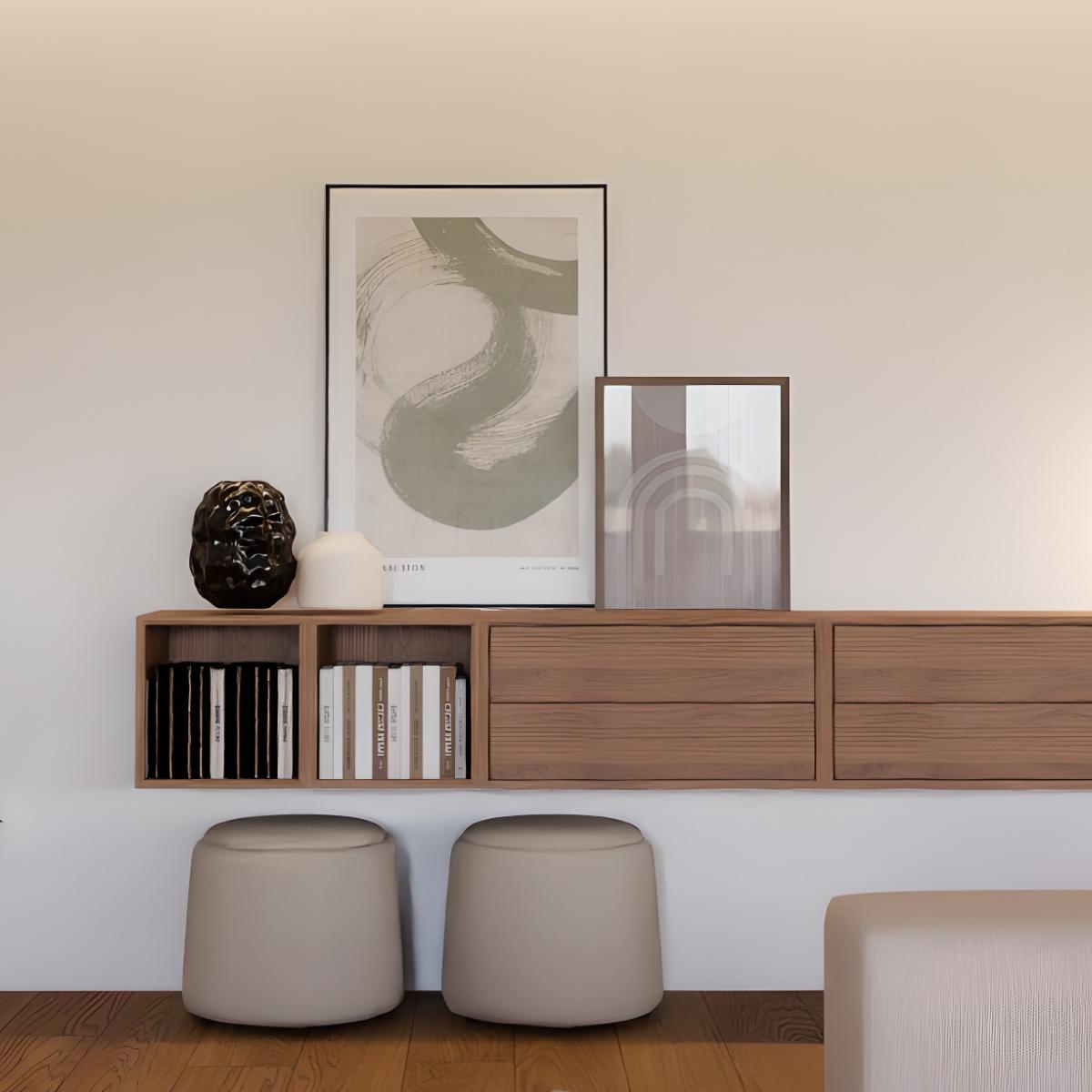 Projeto design de interiores de uma sala com sofá JÄTTEBO em cinza e tapete STOCKHOLM às riscas pretas e brancas