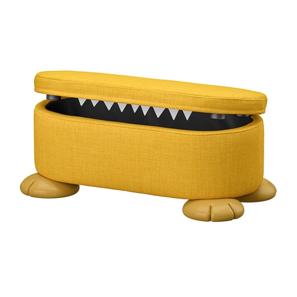 Puff con almacenaje en forma de monstruo amarillo 