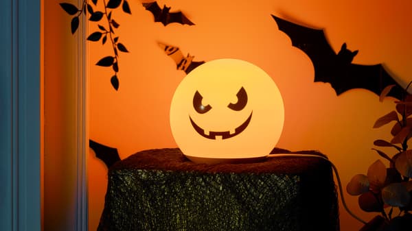 Pumpkin lantern on table