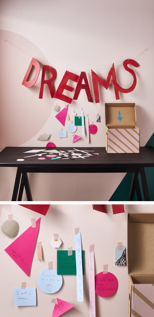 Putting out a “dream guest book” with blank pages for partygoers to write their name and story on gives you lots of fodder to use as advice when life goes awry, or just some fun memories of the big day!