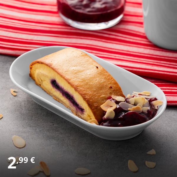 Quark and blueberry strudel