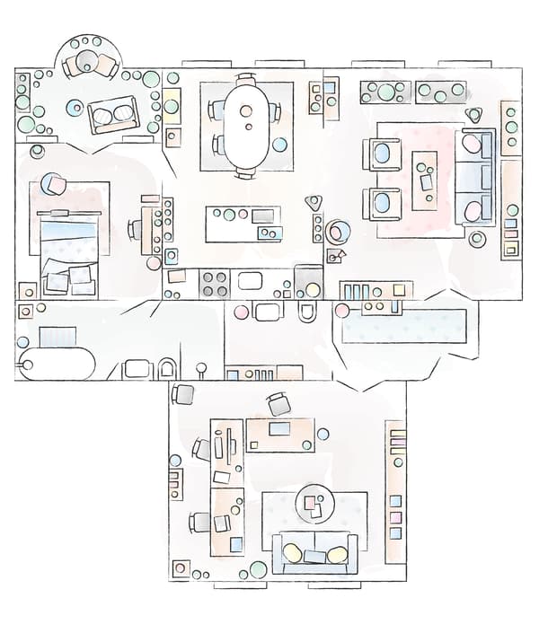 ภาพวาดพิมพ์เขียวของอพาร์ตเมนต์ของ Radek และ Łukasz