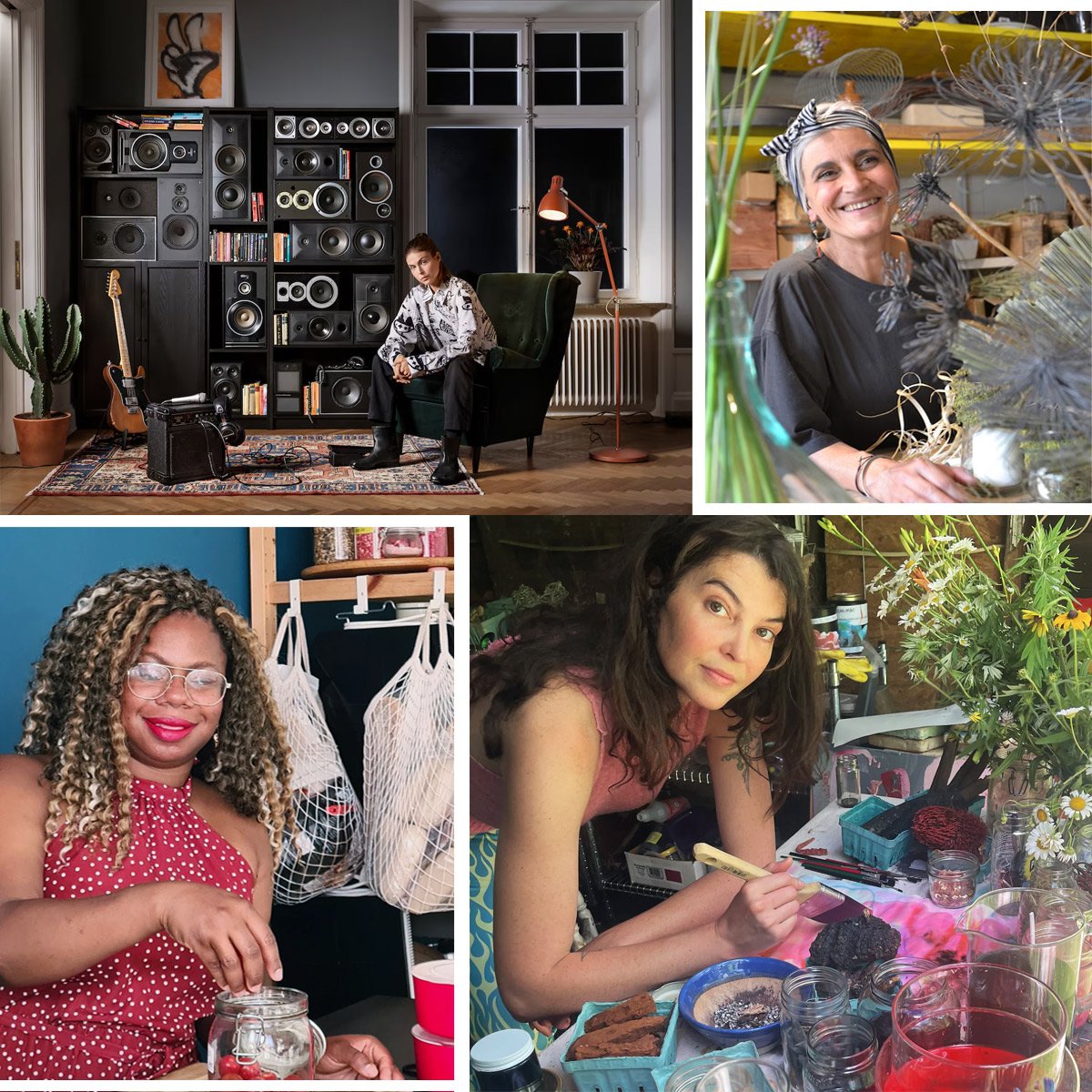 Ragazza seduta su una poltrona che guarda avanti a se verso il pubblico. Dietro di lei c'è una parete composta da diversi stereo e casse. Sul pavimento c'è un tappeto, una chitarra elettrica, una cassa e una pianta.