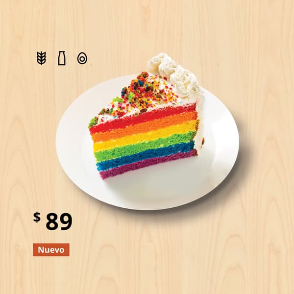 Rainbow cake rebanada de pastel