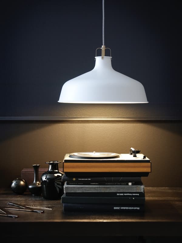 RANARP white pendant lamp above a sideboard