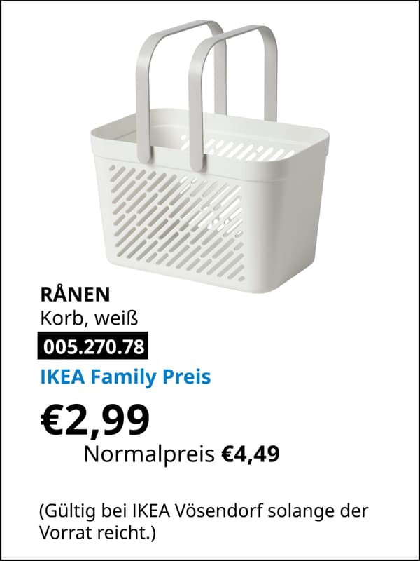 RÅNEN Korb, weiß statt € 4,49 zum IKEA Family Preis von € 2,99