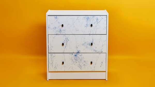 RAST chest of drawers painted with marble pattern. 
