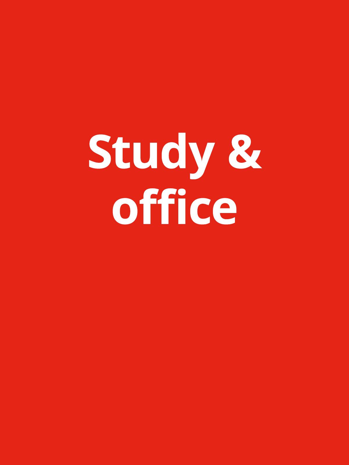 Red background with white text reads "Study & office"