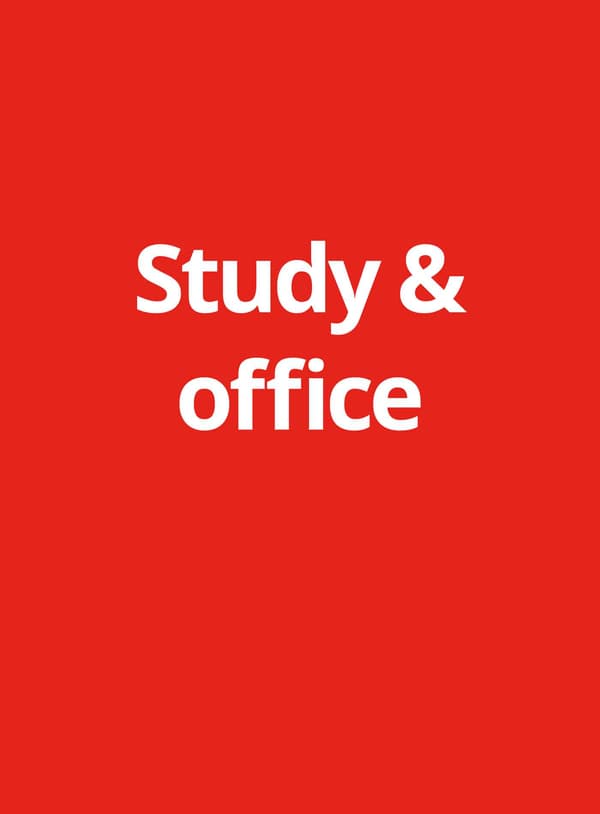 Red background with white text reads "Study & office"