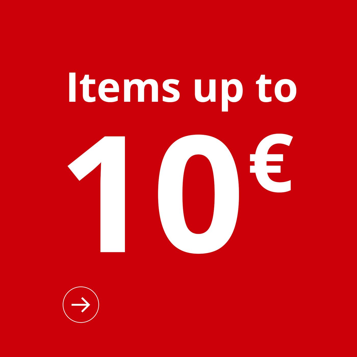 Red badge highlighting items up to €10