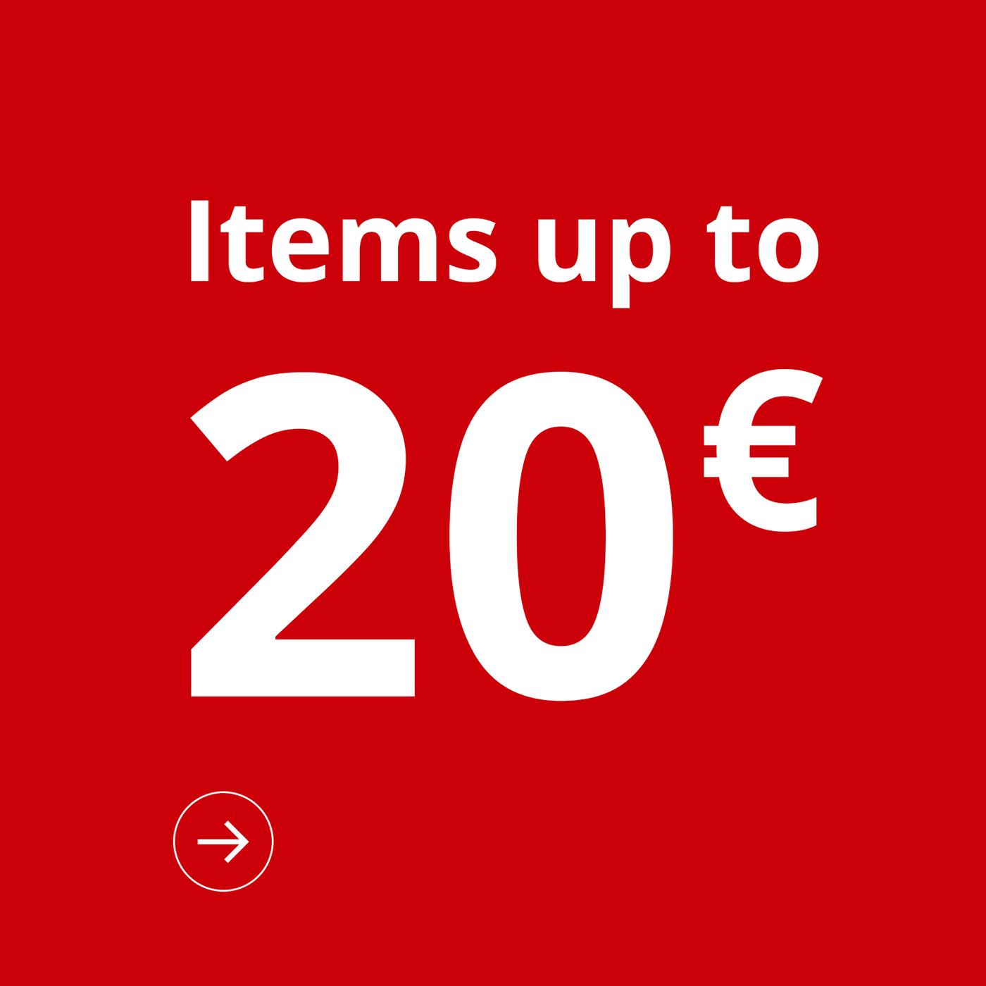 Red badge highlighting items up to €20