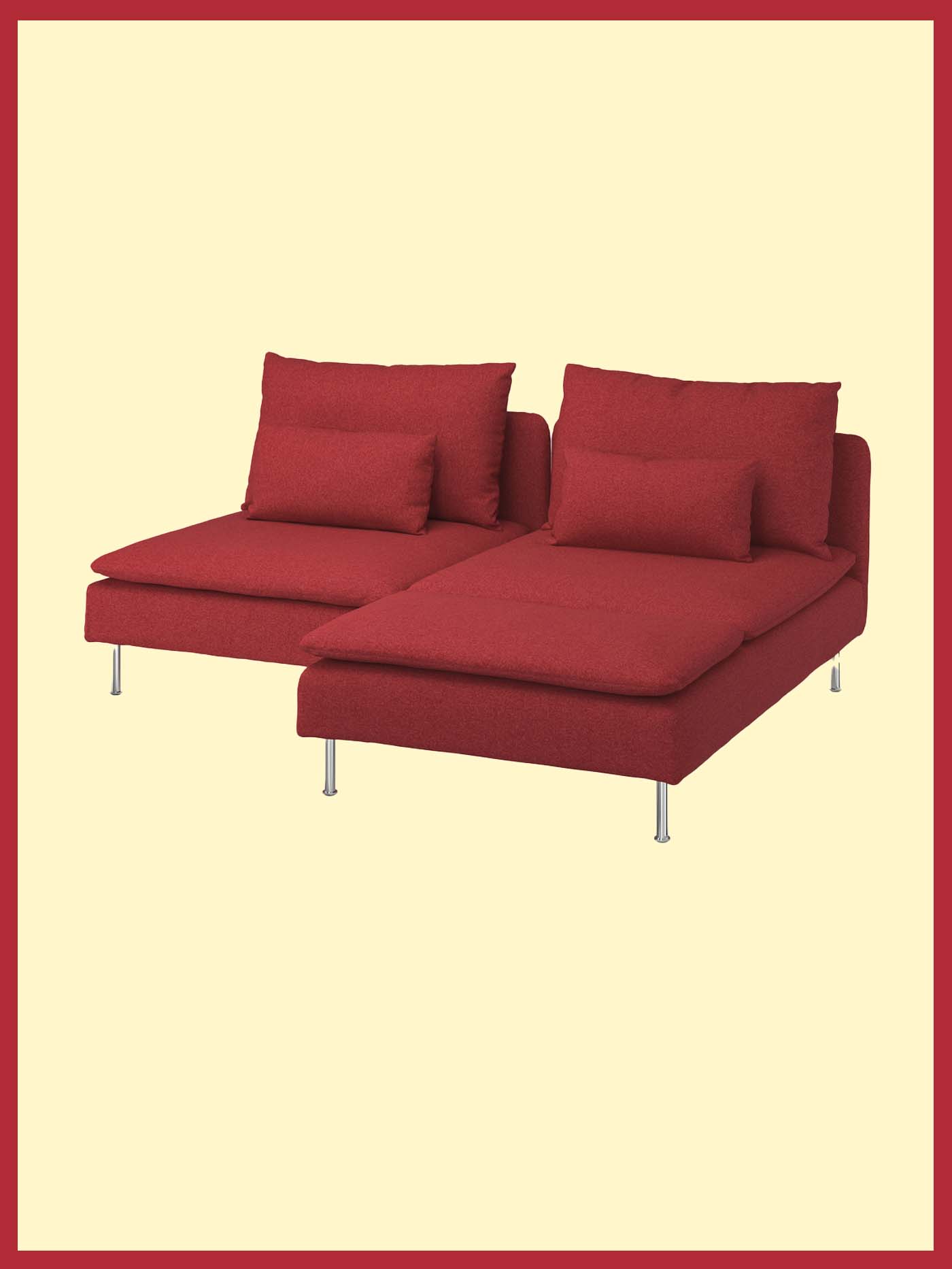 Red SÖDERHAMN 2-seat sofa with chaise longue for Chinese New Year