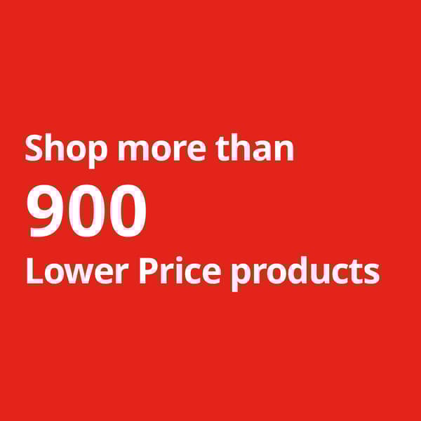 Red square with white text "Shop more than 900 lower price products"