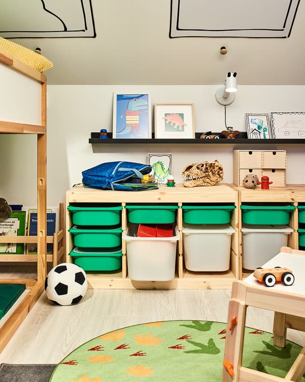 Regał z pojemnikami, jasna sosna bejcowana na biało biały/turkusowy93x44x52 cm