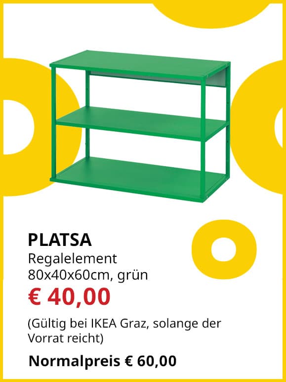 Regalelement Platsa,  80x40x60cm, grün, statt € 60 um € 40.
