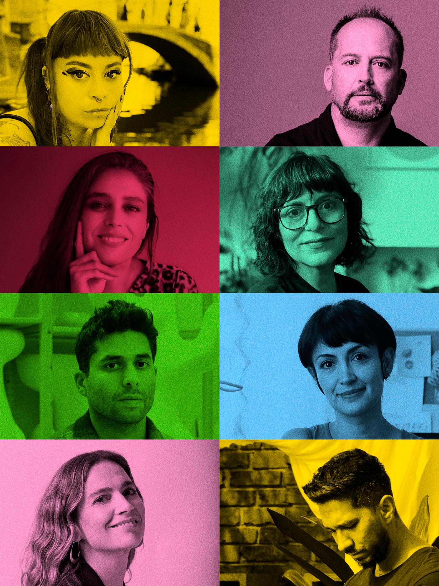 Retratos monocromáticos con superposiciones de distintos colores de los diseñadores de la colección ÖMSESIDIG.